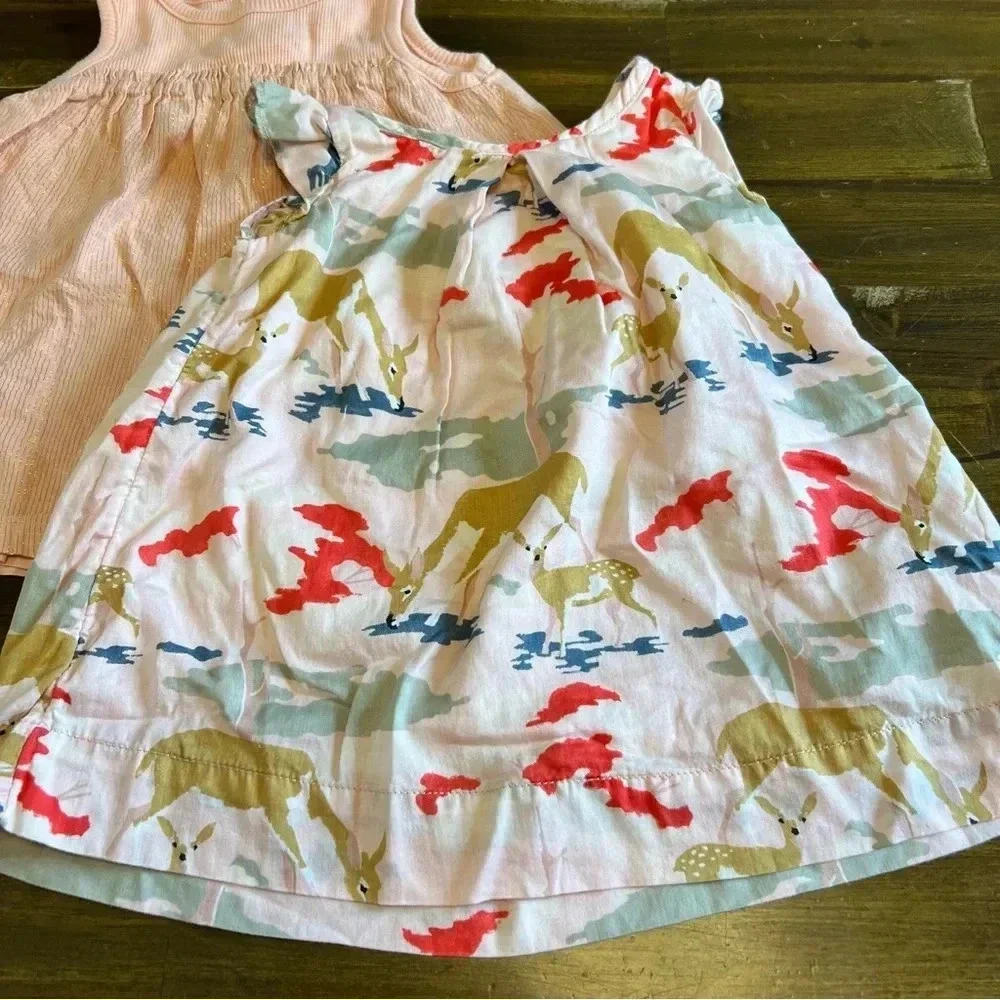 Gabp Baby Dress Bundle Pink Doe Deer Woods Ruffle Glitter stripe 3-6 months
